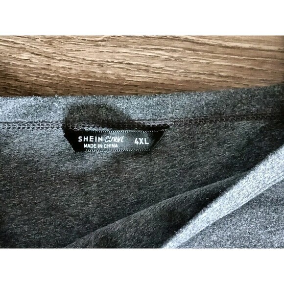 Shein Curve Women's Dress Plus Size 4XL Gray Jersey Knit Front Knot Off Shoulder - Picture 7 of 7